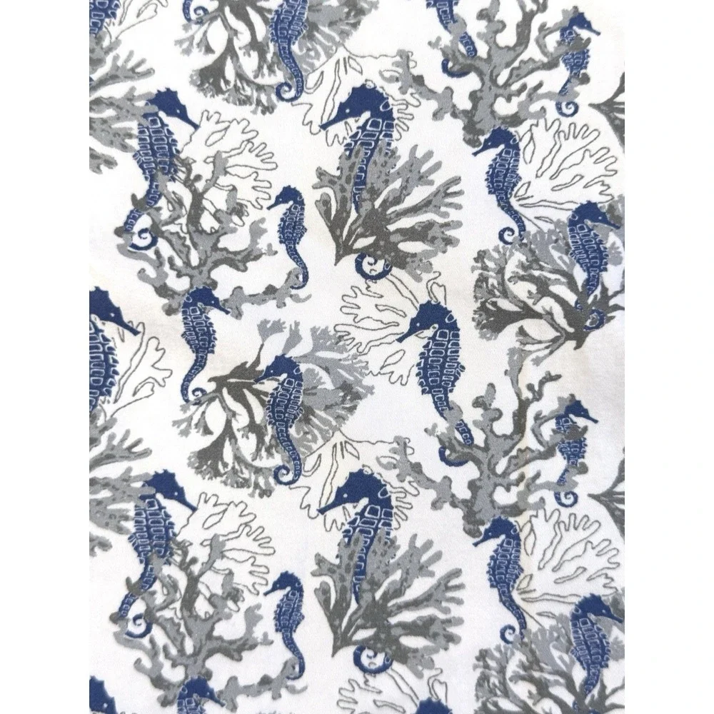 Men's David Cremieux‎ Sea Horse Blue Print Short Sleeve Short Size XL